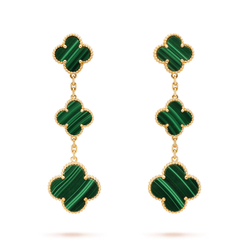 [Royal&Vicky]CLOVER MALACHITE 3 MOTIFS GOLD