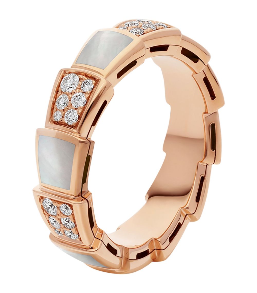 [Vicky]SERPENTI RING PINK GOLD MOP DIAMOND PAVED 4MM