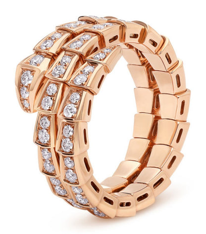 [Vicky]SERPENTI RING ROTGOLD DIAMANT DOPPELREIHIG