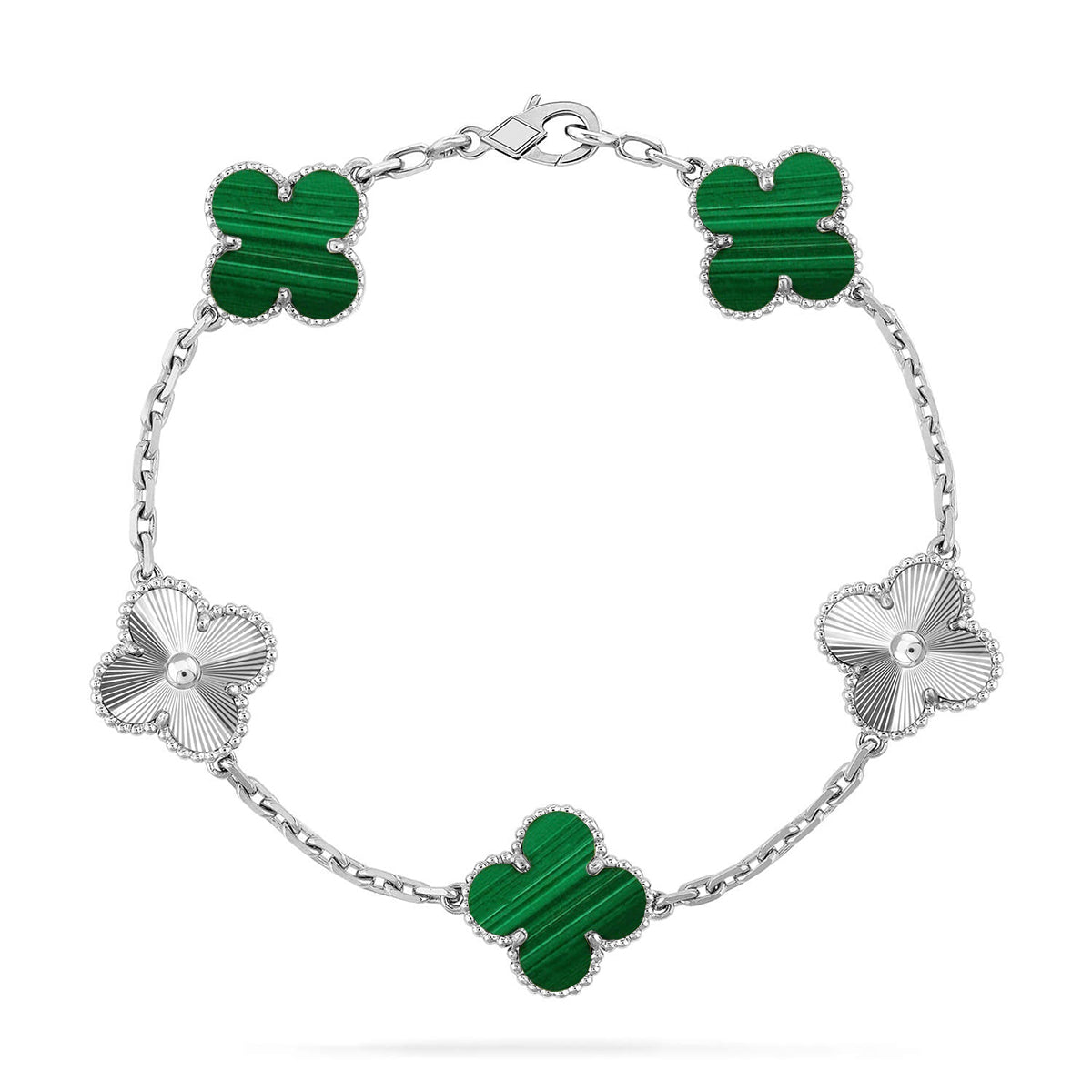 [Vicky] CLOVER 5 MOTIF MALACHITE BRACELET COLLECTION