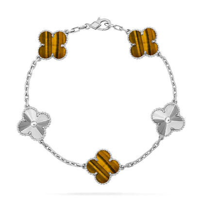 [Vicky] CLOVER 5 MOTIFS TIGER EYE BRACELET COLLECTION