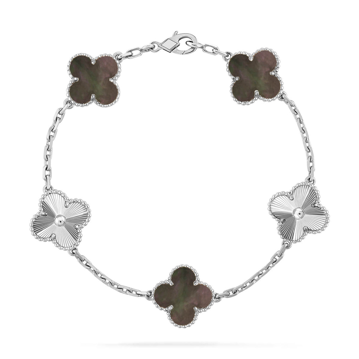 [Vicky] CLOVER 5 MOTIF GRAY MOP BRACELET COLLECTION