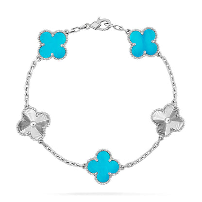[Vicky] CLOVER 5 MOTIF TURQUOISE BRACELET COLLECTION