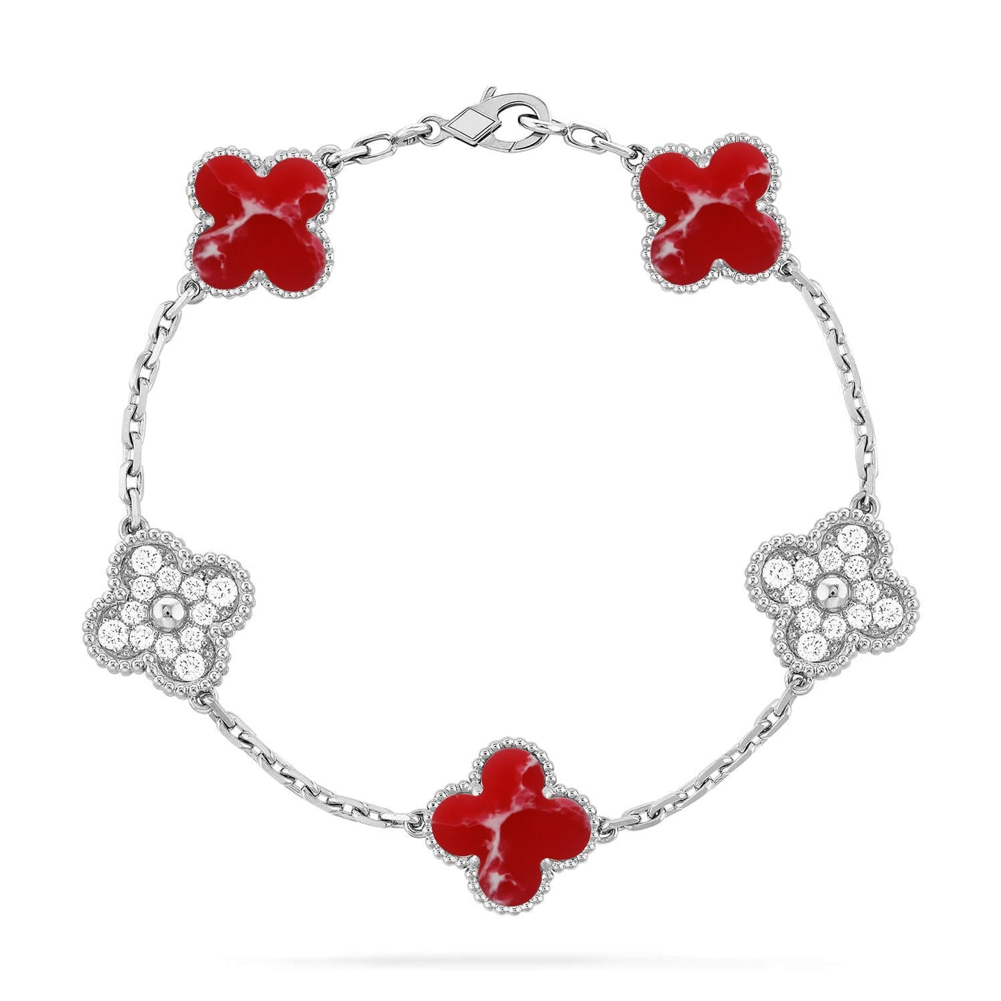 [Vicky]CLOVER 5 MOTIF RED PATTERN BRACELET COLLECTION