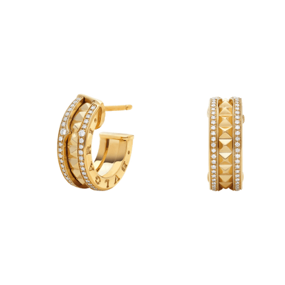 [Vicky]ZERO 1 ROCK GOLD EARRINGS WITH STUDDED SPIRAL AND PAVED DIAMONDS