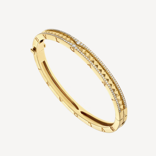[Vicky]ZERO 1 SPIRAL AND PAVED DIAMOND GOLD BRACELET