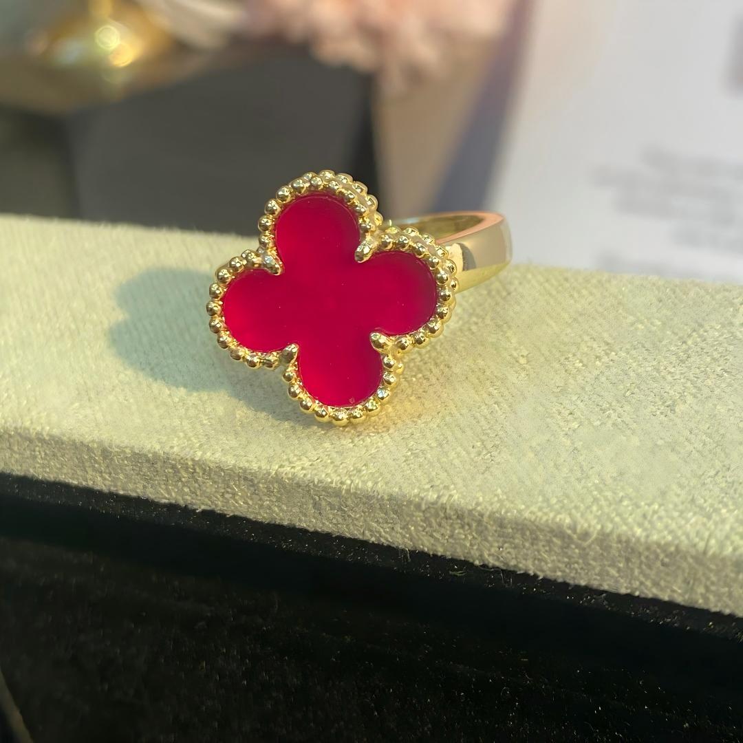 [Vicky]NEW CLOVER PINK ENAMEL RINGS
