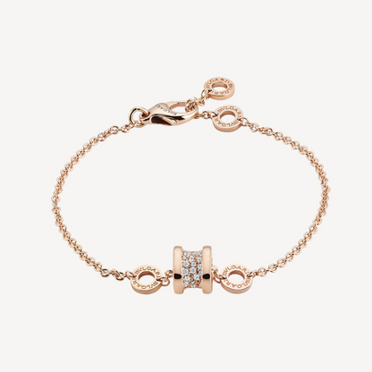 [Vicky]ZERO 1 SOFT PINK GOLD WITH PAVED DIAMONDS ON THE SPIRAL BRACELET