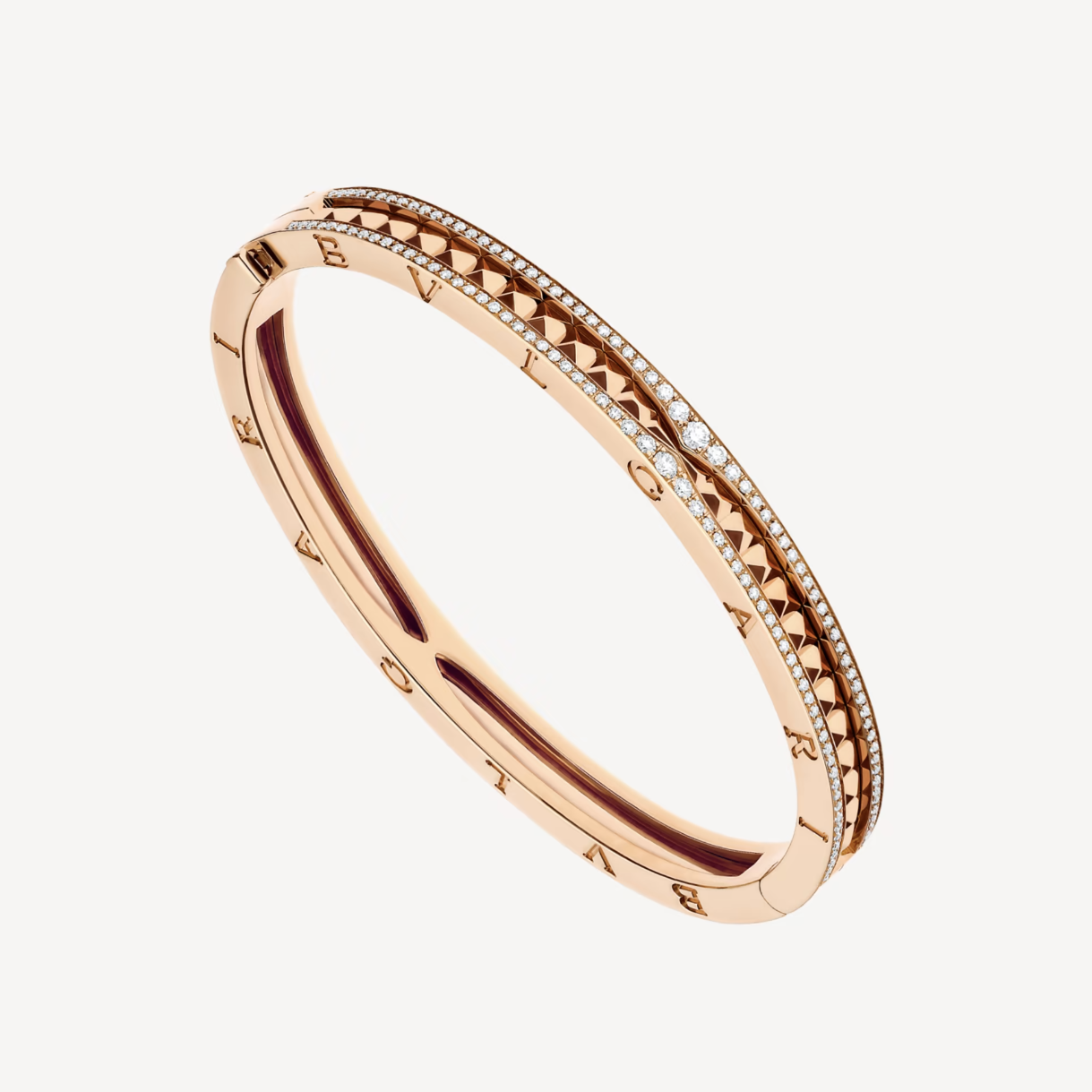 [Vicky]ZERO 1 SPIRAL AND PAVED DIAMOND PINK GOLD BRACELET