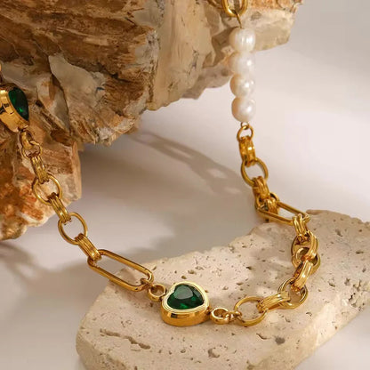 [Royal Vicky]Melanie Emerald Pearl Bracelet