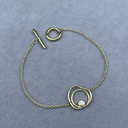 [Vicky]HOLLOW HEART SINGLE DIAMOND BRACELET
