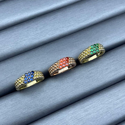 [Vicky]NARROW BEADED RING WITH DIAMONDS