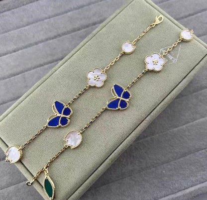[Vicky Jewelry ]LUCKY SPRING GOLD BLUESTONE WHITE MOTHER-OF-PEARL BRACELET