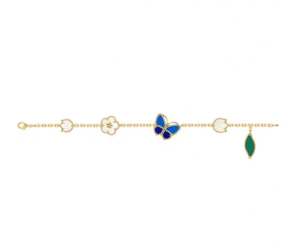 [Vicky Jewelry ]LUCKY SPRING GOLD BLUESTONE WHITE MOTHER-OF-PEARL BRACELET