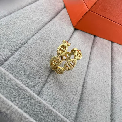 [Vicky]GLOSSY FINISH SQUARE COMBINATION DOUBLE-LAYER PIG NOSE RING