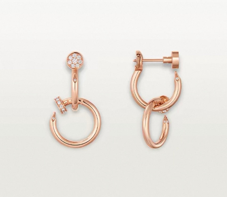 [Vicky]NAIL COLLECTION DIAMOND SET DOUBLE HOOP EARRINGS