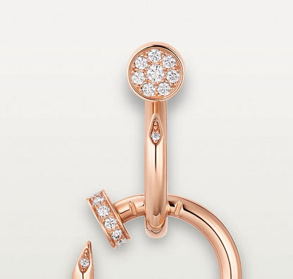 [Vicky]NAIL COLLECTION DIAMOND SET DOUBLE HOOP EARRINGS