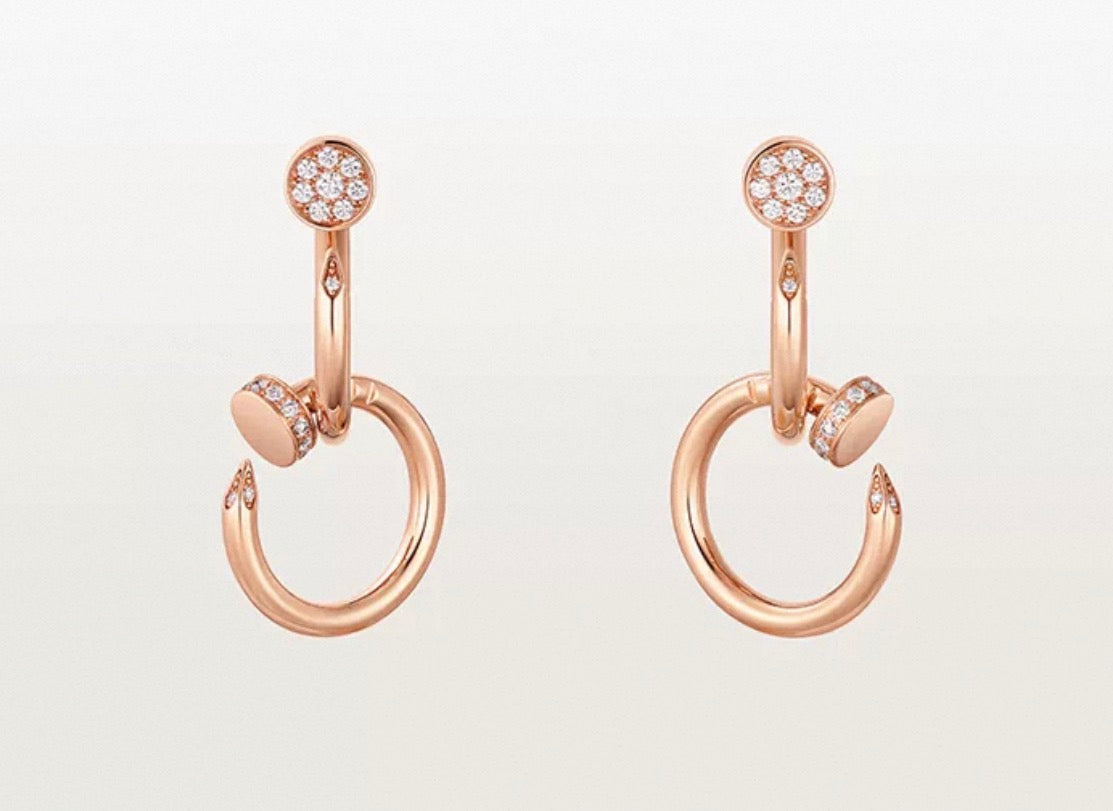 [Vicky]NAIL COLLECTION DIAMOND SET DOUBLE HOOP EARRINGS