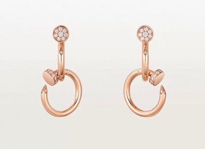 [Vicky]NAIL COLLECTION DIAMOND SET DOUBLE HOOP EARRINGS