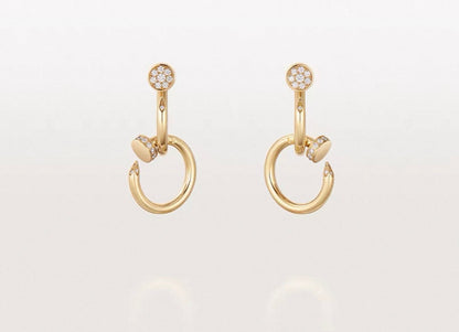 [Vicky]NAIL COLLECTION DIAMOND SET DOUBLE HOOP EARRINGS