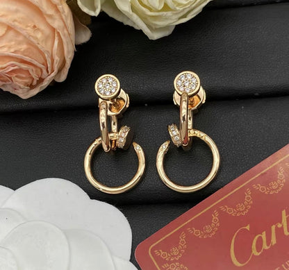 [Vicky]NAIL COLLECTION DIAMOND SET DOUBLE HOOP EARRINGS