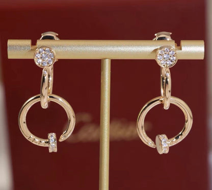[Vicky]NAIL COLLECTION DIAMOND SET DOUBLE HOOP EARRINGS