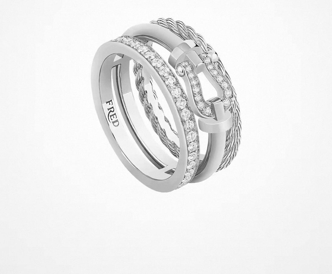 [Royal&Vicky]FORCE 10 RISE SERIES LARGE-SIZED 18K GOLD HALF-SET DIAMOND RING