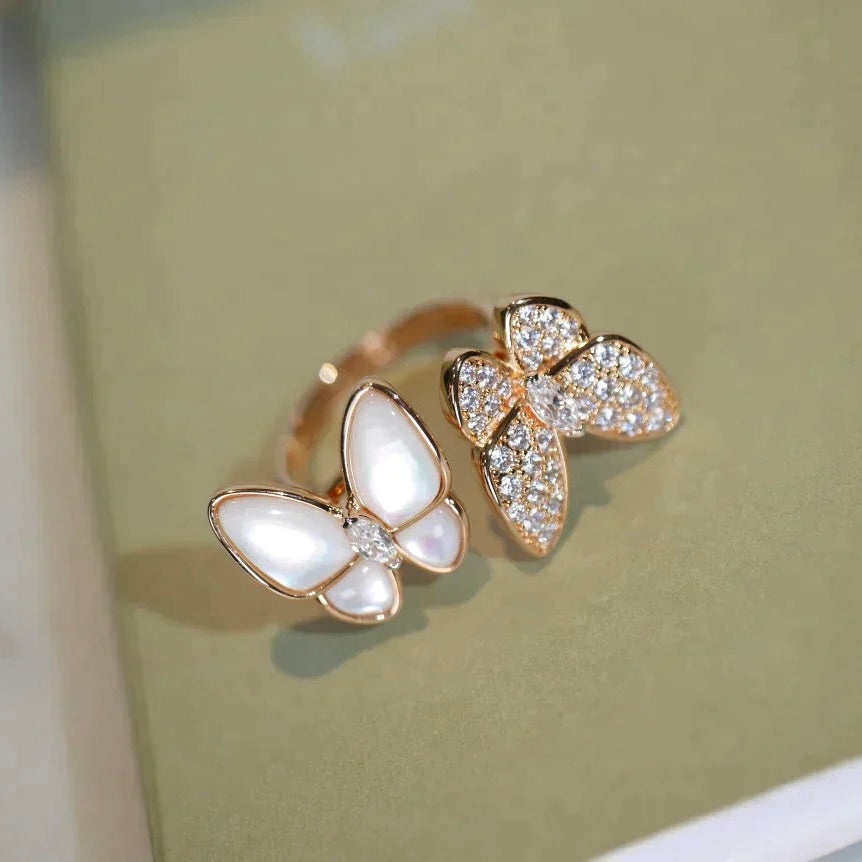 [Vicky]ZWILLINGS-SCHMETTERLINGS-DIAMANT-MOP-RING