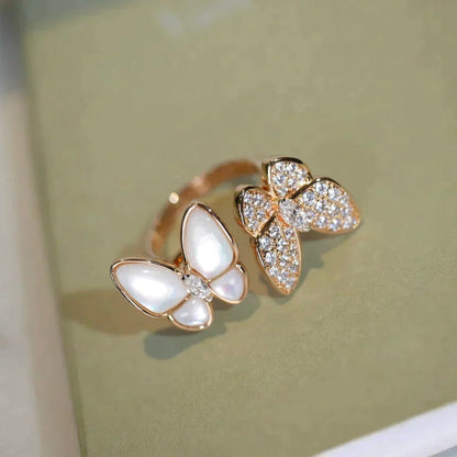 [Vicky]ZWILLINGS-SCHMETTERLINGS-DIAMANT-MOP-RING