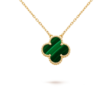[Royal&Vicky]CLOVER 15MM MALACHITE SINGLE FLOWER  NECKLACE