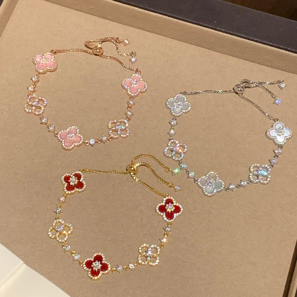 [Royal&Vicky]CLOVER 5 MOTIF PINK BLUE RED WHITE BRACELET