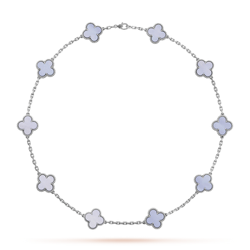 [Royal&Vicky]CLOVER 10 MOTIFS BLUE CHALCEDONY NECKLACE