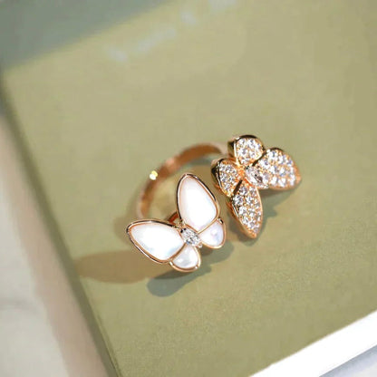 [Vicky]ZWILLINGS-SCHMETTERLINGS-DIAMANT-MOP-RING