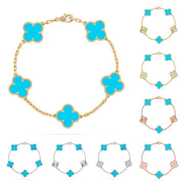 [Royal&Vicky]LUCKY CLOVER 5-MOTIF BRACELET - TURQUOISE COLLECTION