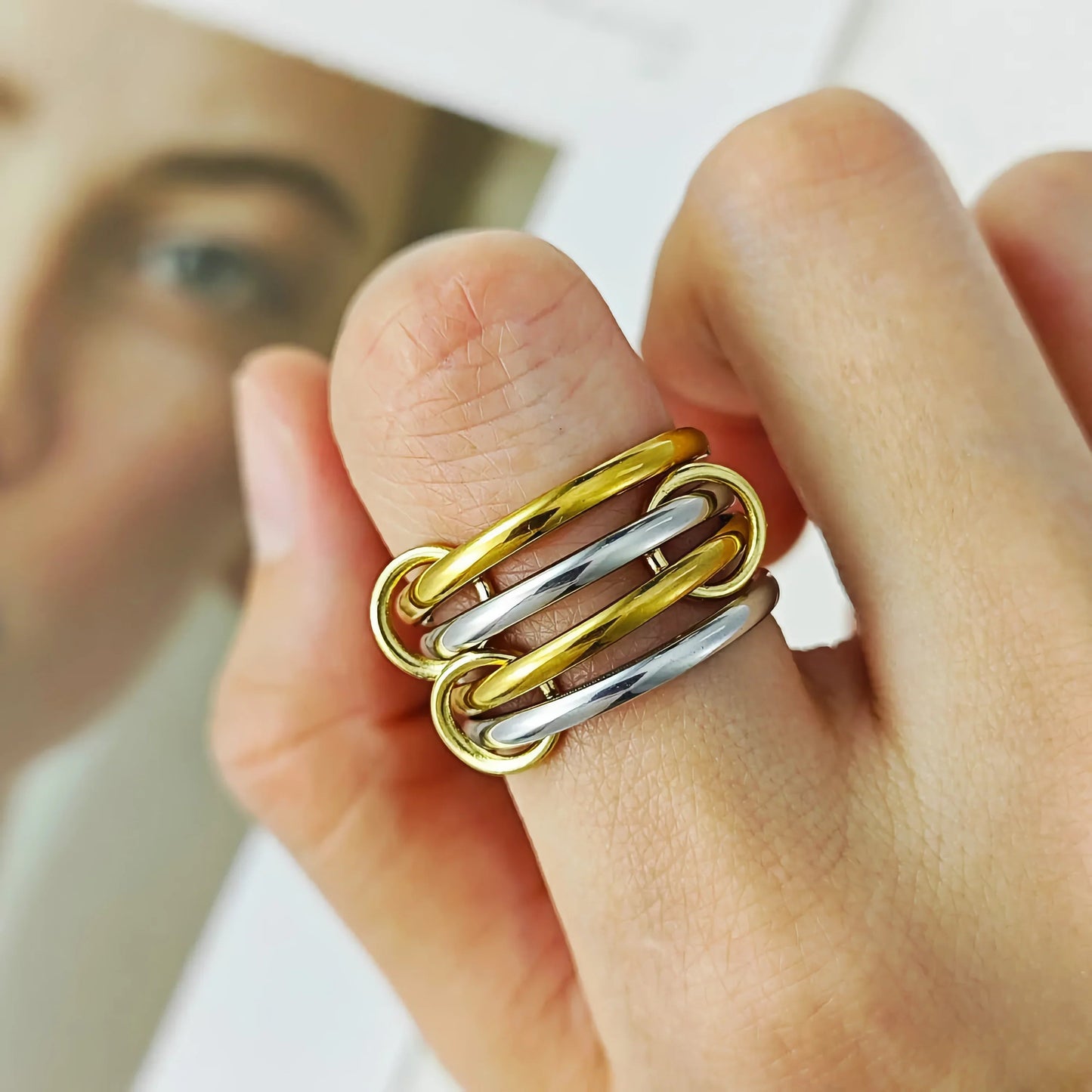 [Royal Vicky]Alexandria Two-Tone Stacked Ring