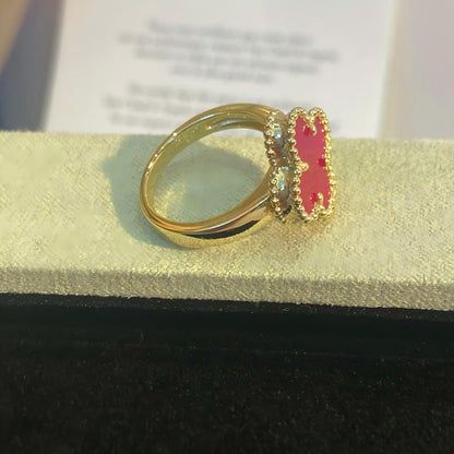 [Vicky]NEW CLOVER PINK ENAMEL RINGS
