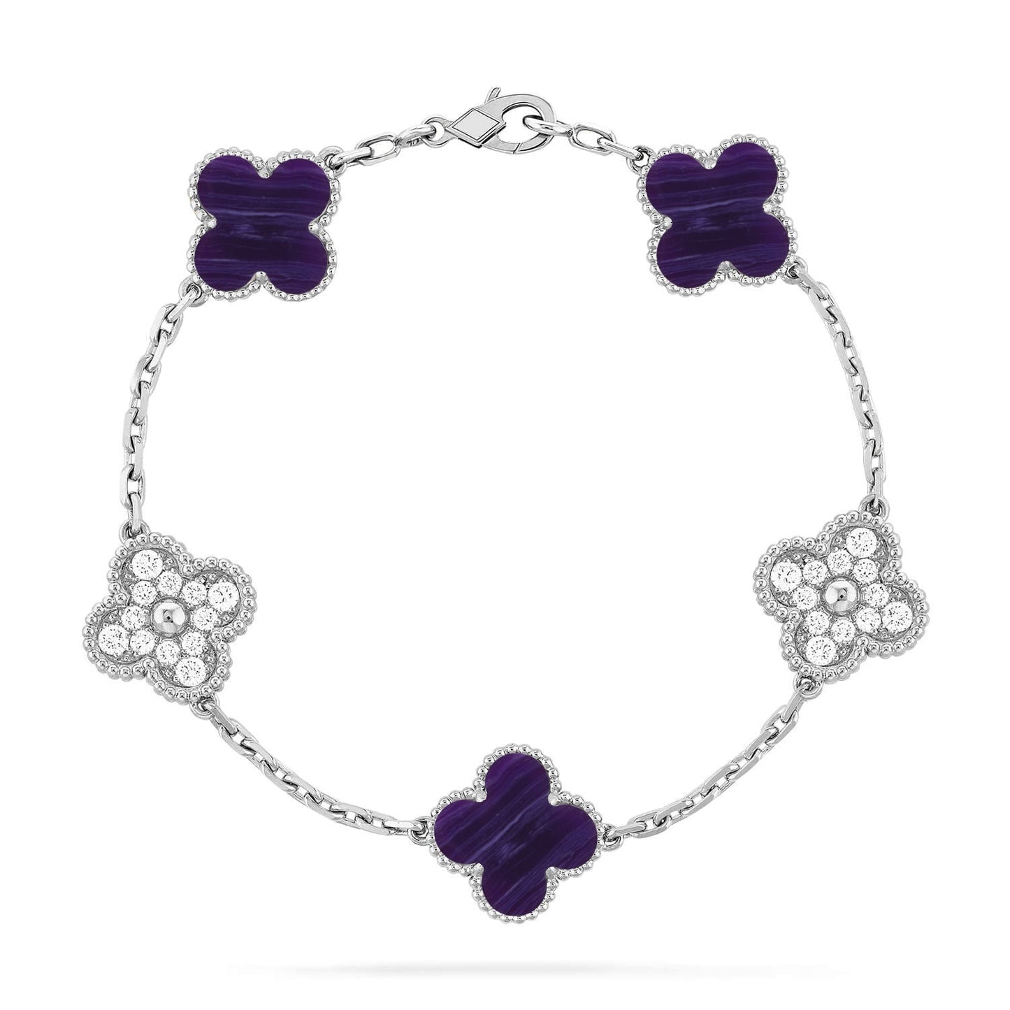 [Vicky]CLOVER 5 MOTIF PURPLE STRIPES BRACELET COLLECTION
