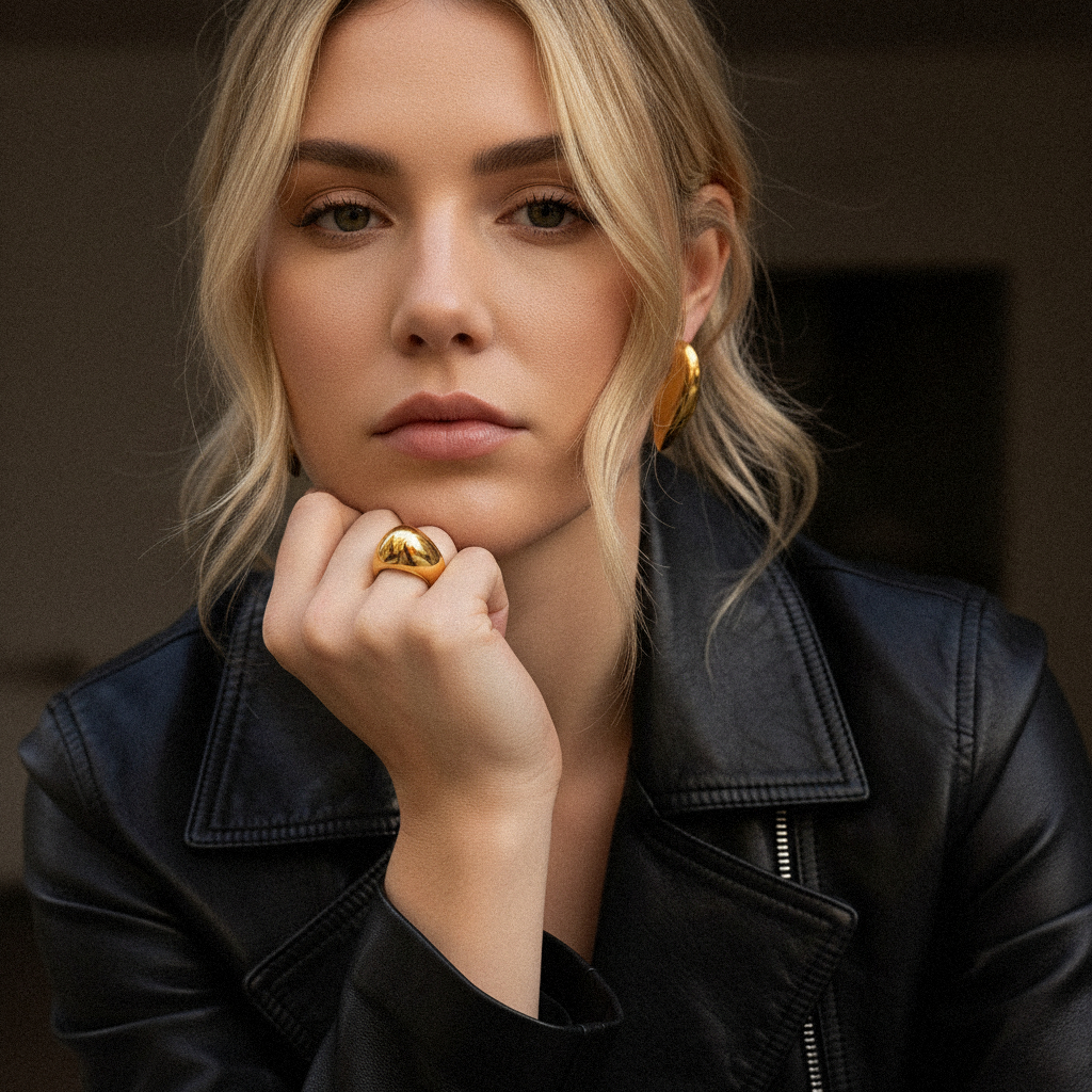 [Royal Vicky]Aimee Chunky Heart Gold Earrings