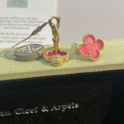 [Vicky]NEW CLOVER 15MM PINK ENAMEL STUD EARRINGS