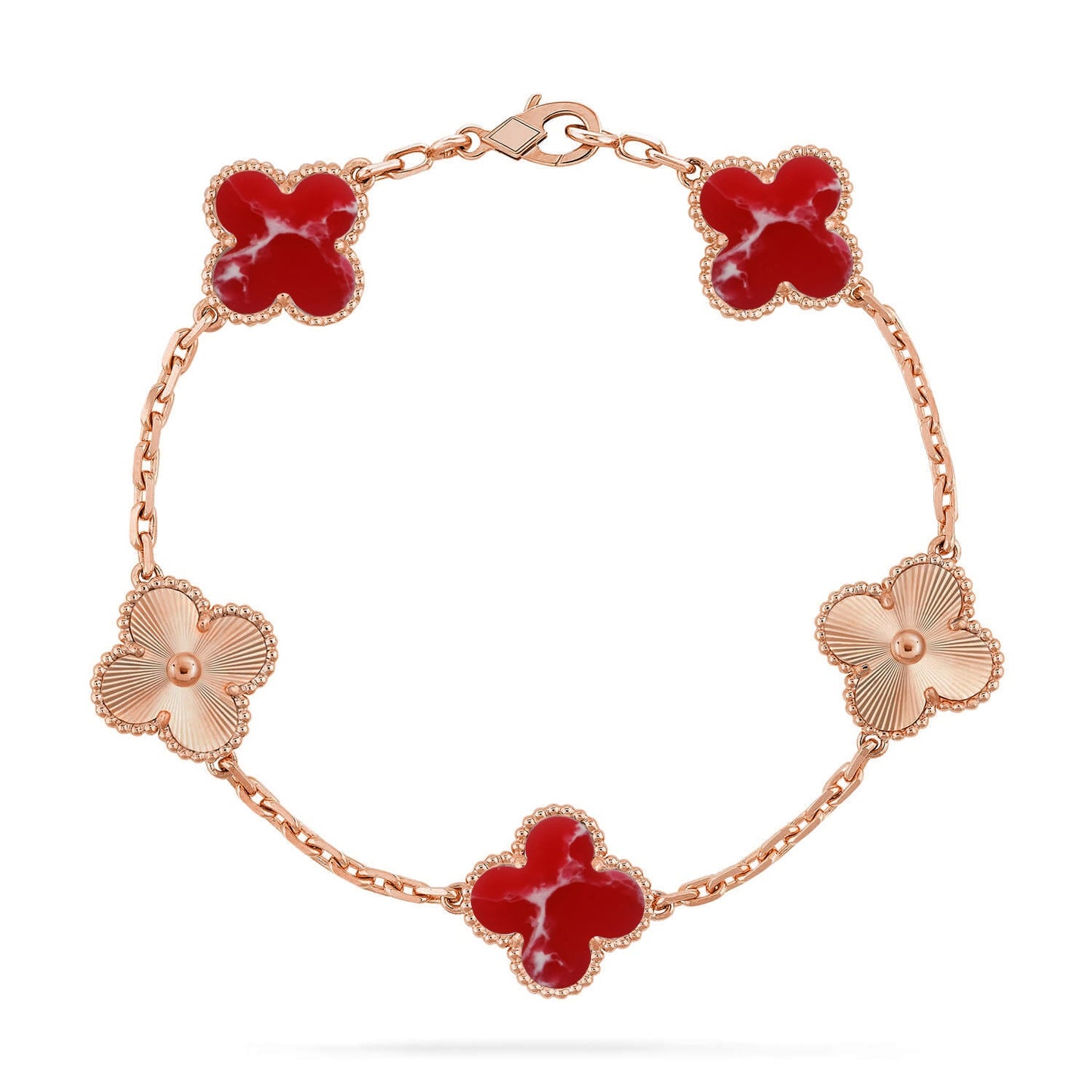 [Vicky]CLOVER 5 MOTIF RED PATTERN BRACELET COLLECTION