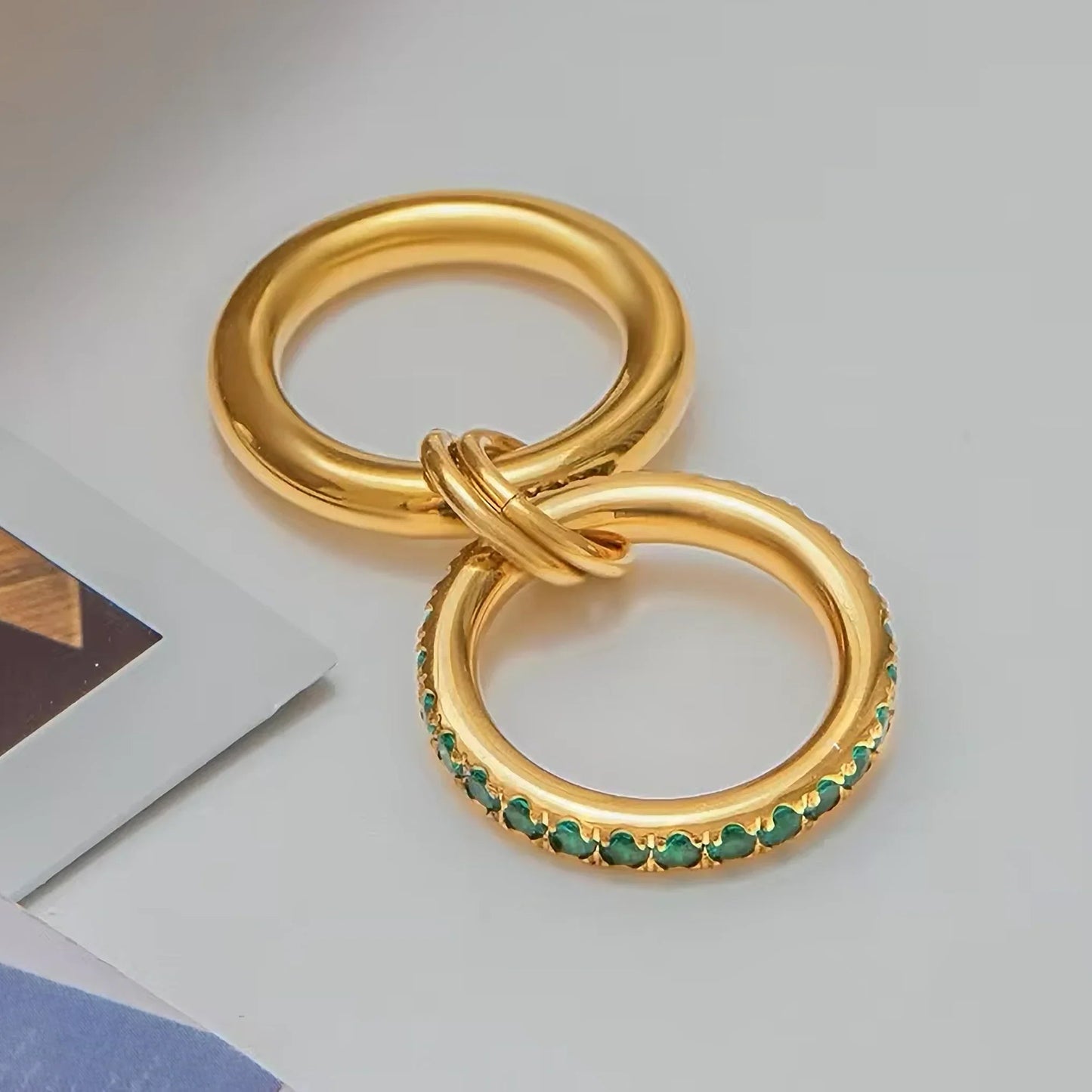 [Royal Vicky]Viridian Stacked Diamond Ring