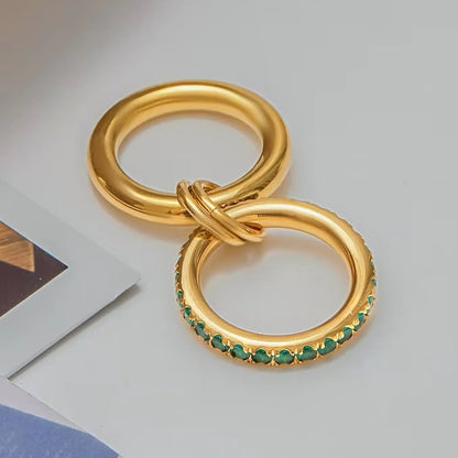 [Royal Vicky]Viridian Stacked Diamond Ring