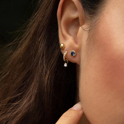 [Royal Vicky]Blake Reversible Diamond Hoops