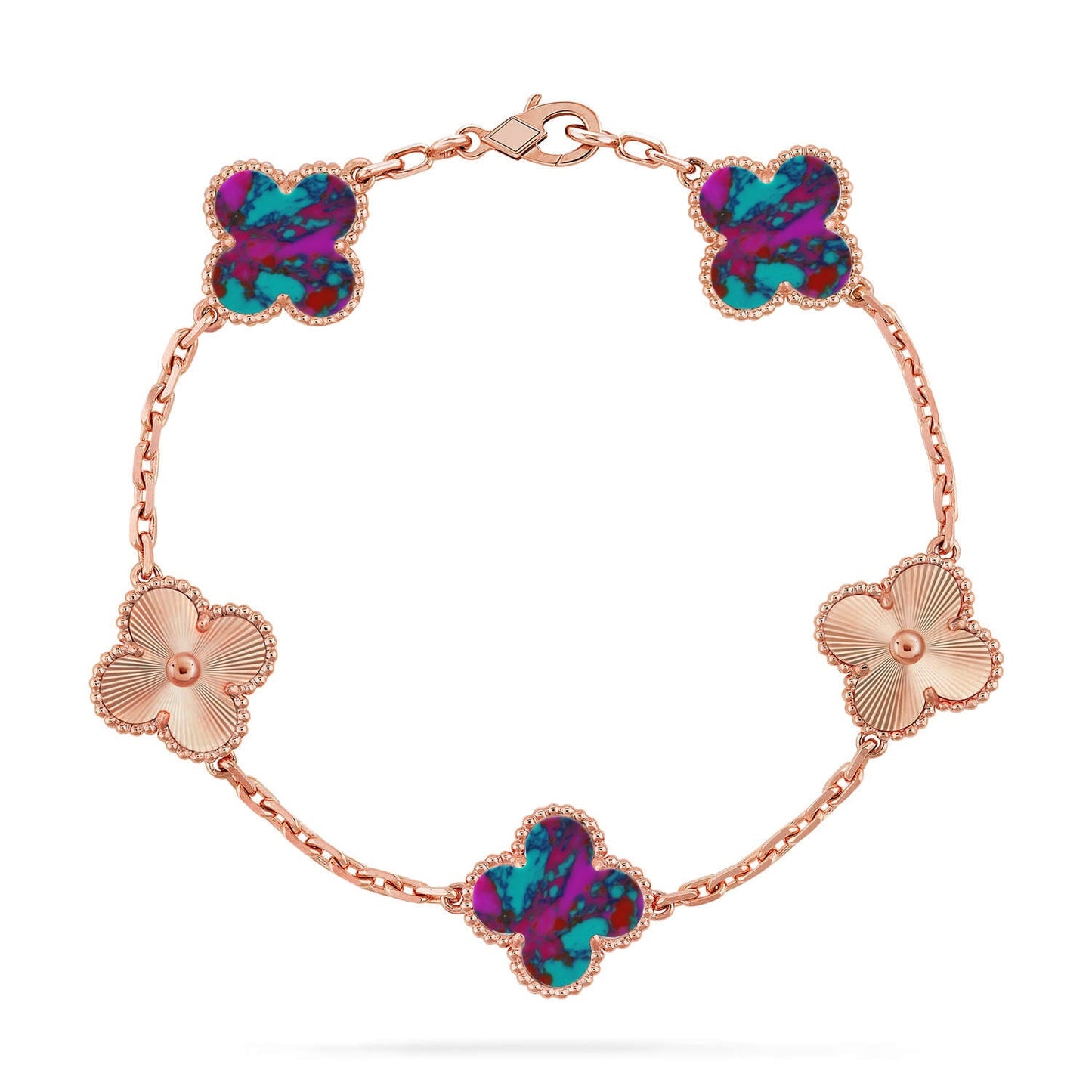 [Vicky]CLOVER 5 MOTIF COLOR GEMSTONES BRACELET COLLECTION