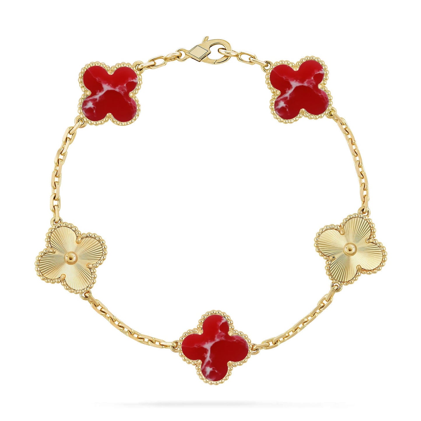 [Vicky]CLOVER 5 MOTIF RED PATTERN BRACELET COLLECTION