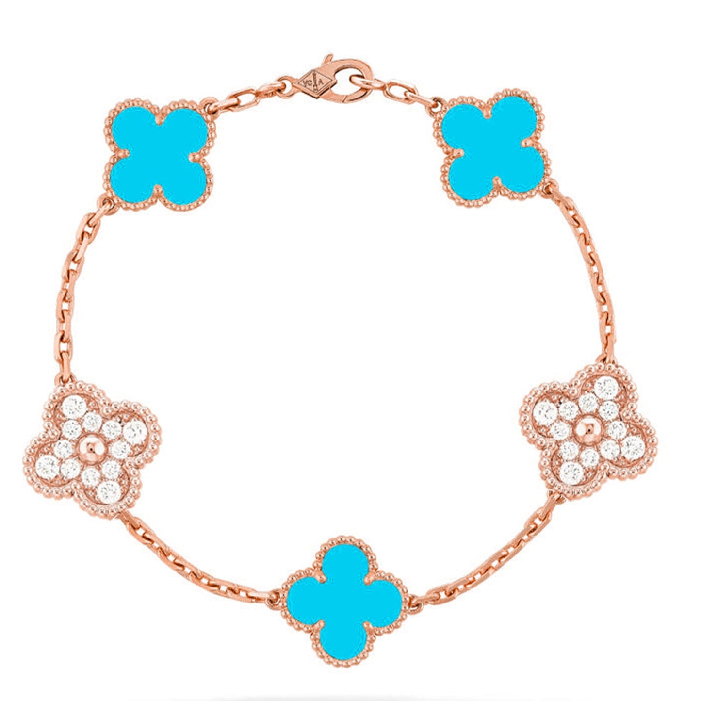 [Vicky] CLOVER 5 MOTIF TURQUOISE BRACELET COLLECTION
