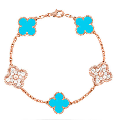 [Vicky] CLOVER 5 MOTIF TURQUOISE BRACELET COLLECTION