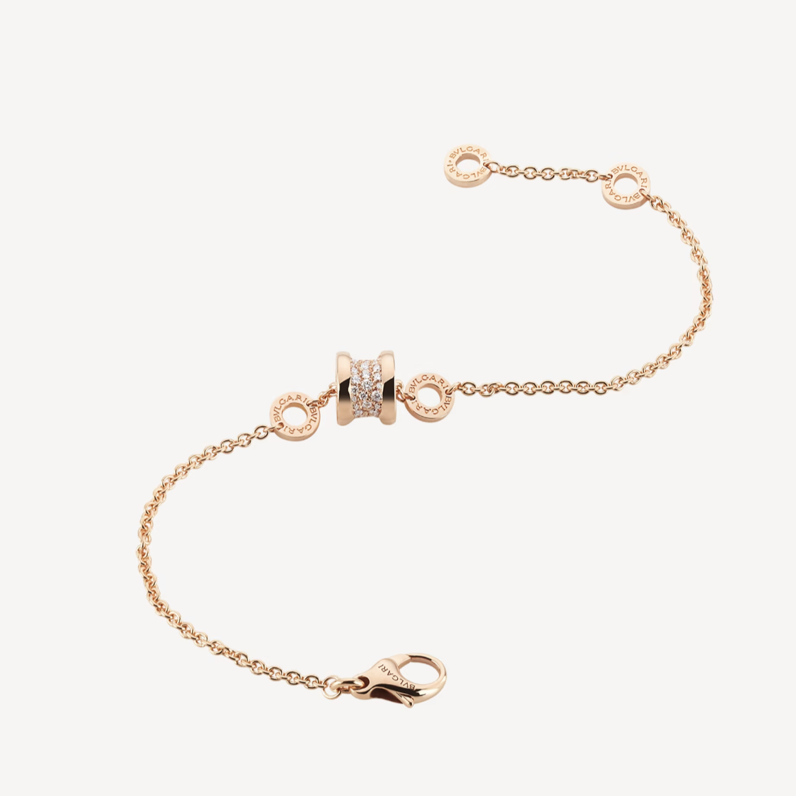 [Vicky]ZERO 1 SOFT PINK GOLD WITH PAVED DIAMONDS ON THE SPIRAL BRACELET