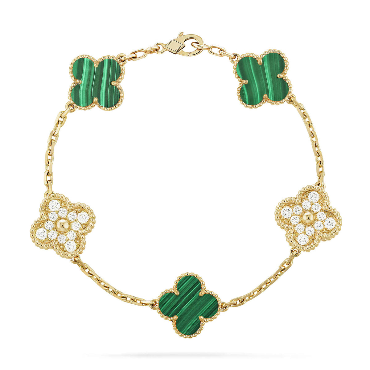 [Vicky] CLOVER 5 MOTIF MALACHITE BRACELET COLLECTION