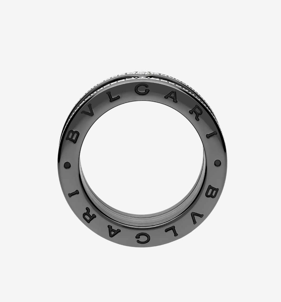 [Vicky]ZERO 1 ROCK VIERBAND SCHWARZE KERAMIK MIT SPIRALE UND DIAMANTEN